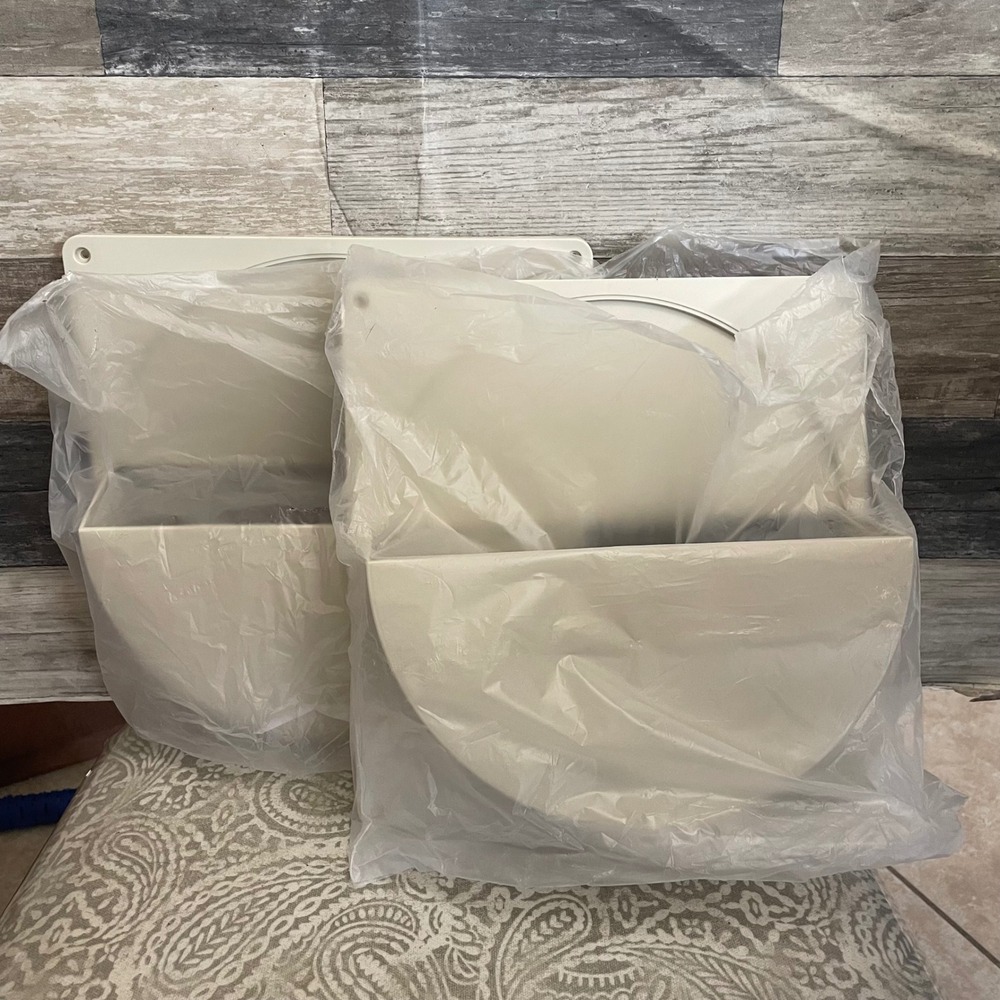 Tupperware Wall Mount Lid Organizer Set of 2 Vintage Almond Cream 1648 Made USA